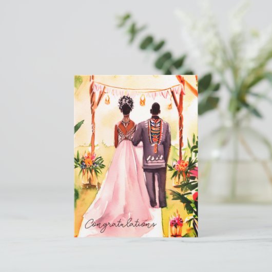 Afro-Amerikaanse bruiloft Briefkaart (Staand voorkant)