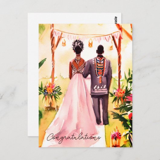 Afro-Amerikaanse bruiloft Briefkaart (Voorkant / Achterkant)