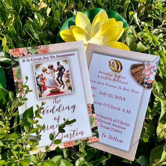 Afro-Amerikaanse bruiloft voorouder traditie Folie Uitnodiging