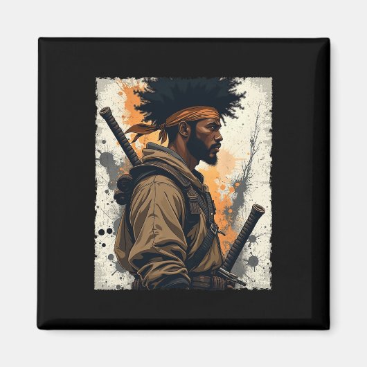 Afro-Amerikaanse bushido krijger Kata Magneet (Voorkant)