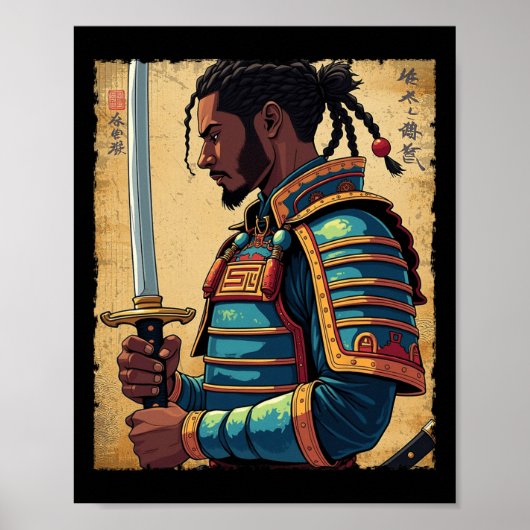 Afro-Amerikaanse bushido warr Afro- samoerai Poster (Voorkant)