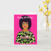 Afro-Amerikaanse camouflage verjaardag Kaart (Gele Bloem)