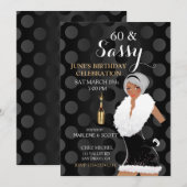 Afro-Amerikaanse Celebration Party Girl Champagne Kaart (Voorkant / Achterkant)