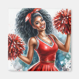 Afro-Amerikaanse cheerleader in rode Waterverf Magneet