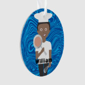 Afro-Amerikaanse chef-kok koekenpan gepersonalisee Ornament (voorkant)