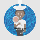 Afro-Amerikaanse chef-kok koekenpan gepersonalisee Ornament (achterkant)