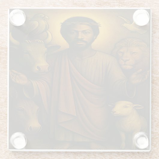 Afro-Amerikaanse Christelijke kunst glas Onderzett Glazen Onderzetter (Achterkant)