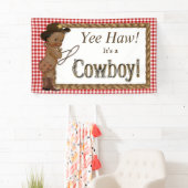 Afro-Amerikaanse Cowboy Baby shower Spandoek (Insitu)