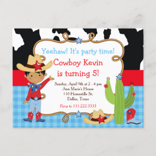 Afro-Amerikaanse Cowboy Western Verjaardagsfeestje Briefkaart