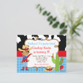 Afro-Amerikaanse Cowboy Western Verjaardagsfeestje Briefkaart (Staand voorkant)