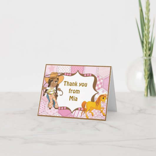 Afro-Amerikaanse Cowgirl Bedankt Note Kaart (Voorkant)
