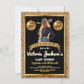 Afro-Amerikaanse Cowgirl Gouden Glitters Laatste R Kaart (Voorkant)