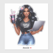 Afro-Amerikaanse Crafting Queen Branding Design Sticker (Vel)