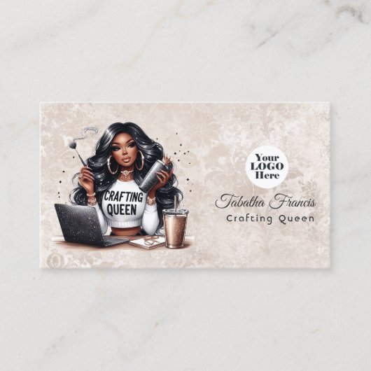 Afro-Amerikaanse Crafting Queen Design Visitekaartje (Voorkant)