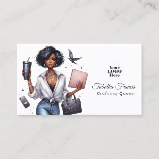 Afro-Amerikaanse Crafting Queen Inspirerend Visitekaartje (Voorkant)