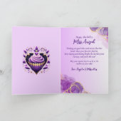 Afro-Amerikaanse Curvy Vrouw Paarse Glam Verjaarda Kaart (Binnen)
