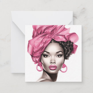 Afro-Amerikaanse dame met roze highlights Notitiekaartje