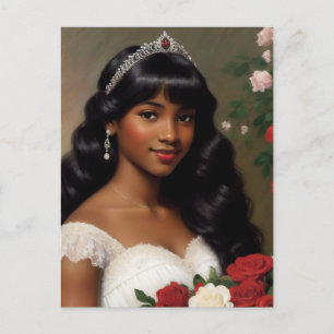 Afro-Amerikaanse Debutante Rozen Kunst Briefkaart