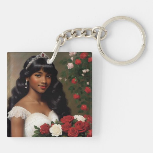 Afro-Amerikaanse Debutante Rozen Kunst Sleutelhanger (Achterkant)