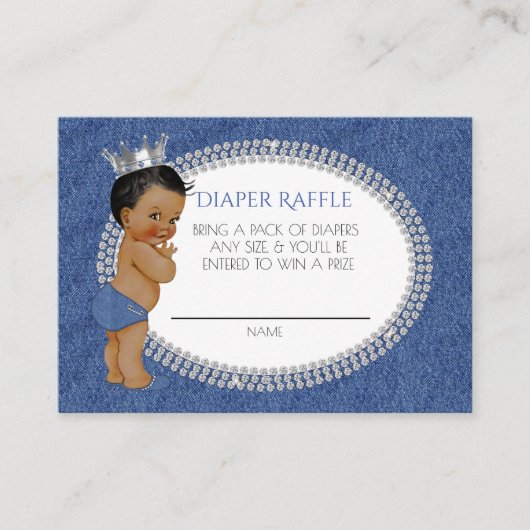 Afro-Amerikaanse Denim & Diamonds Luier Raffle Informatiekaartje (Voorkant)