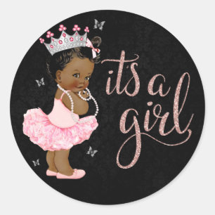 Afro-Amerikaanse Diamond Princess Meisje Baby Show Ronde Sticker