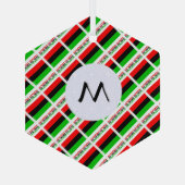 Afro-Amerikaanse Diaspora Vlag Getegeld Beginlette Glas Ornament (Achterkant)