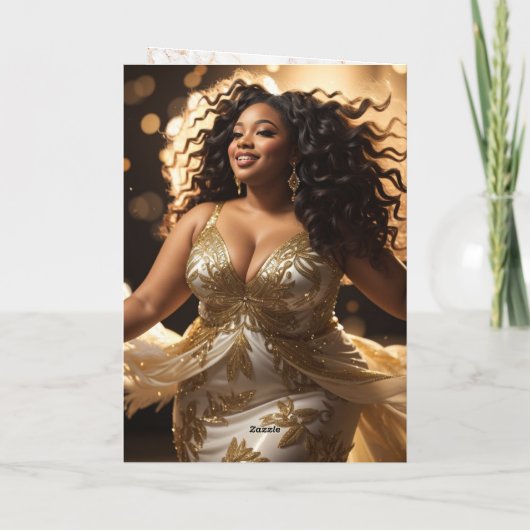 Afro-Amerikaanse Diva: Glamour kerstvakantie Kaart (Achterkant)