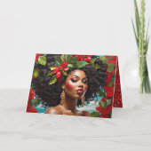 Afro-Amerikaanse diva-illustratie Kerstmis Hulst Kaart (Achterkant)