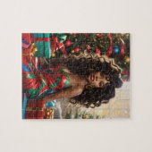 Afro-Amerikaanse diva kleurrijk feestelijk kerstfe Legpuzzel (Horizontaal)