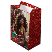 Afro-Amerikaanse Diva Kleurrijke Kerst Kaart Medium Cadeauzakje (Voorkant Gekanteld)