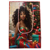 Afro-Amerikaanse Diva Kleurrijke Kerst Kaart Medium Cadeauzakje (Achterkant)