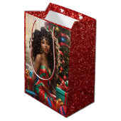 Afro-Amerikaanse Diva Kleurrijke Kerst Kaart Medium Cadeauzakje (Achterkant Gekanteld)