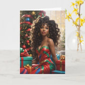 Afro-Amerikaanse diva kleurrijke kerstkaart Kaart (Gele Bloem)