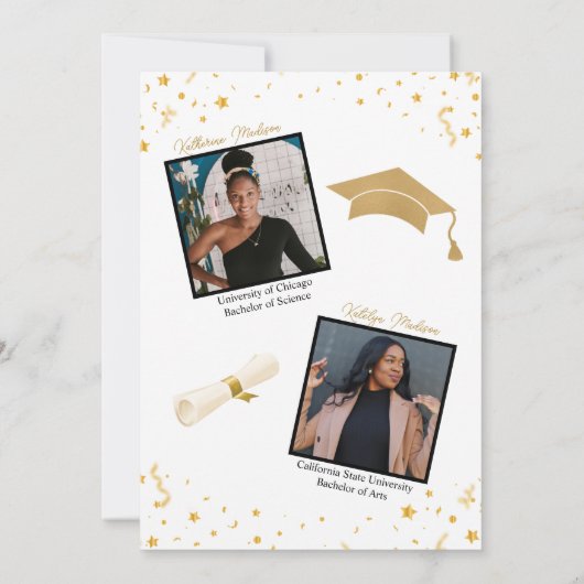 Afro-Amerikaanse Double Graduation Party Kaart (Achterkant)