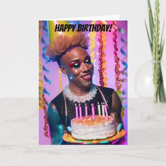 Afro-Amerikaanse Drag Queen Grappige Verjaardag Kaart (Voorkant)