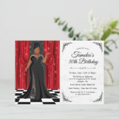 Afro-Amerikaanse Elegante Jurk Verjaardagsuitnodig Kaart (Staand voorkant)