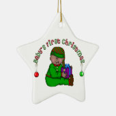Afro-Amerikaanse Elf Baby 1e Kerstversiering Keramisch Ornament (Rechts)