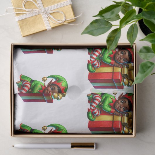 Afro-Amerikaanse Elf Kerst Tissue Paper Tissuepapier (Geschenk)