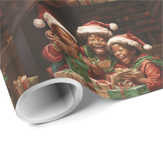 Afro-Amerikaanse Elfs Cadeaupapier (Rol Hoek)