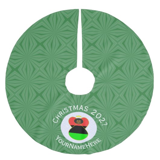 Afro-Amerikaanse engel kerstvlag gepersonaliseerd Kerstboom Rok (Voorkant)