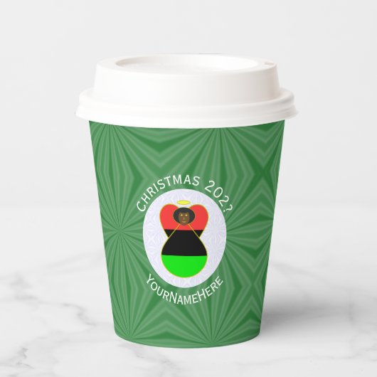 Afro-Amerikaanse engel kerstvlag gepersonaliseerd Papieren Bekers (Voorkant)