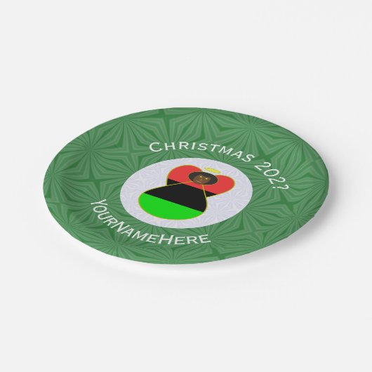 Afro-Amerikaanse engel kerstvlag gepersonaliseerd Papieren Bordje (Gekanteld)