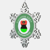 Afro-Amerikaanse engel kerstvlag gepersonaliseerd Tin Sneeuwvlok Ornament (Rechts)