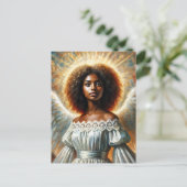 Afro-Amerikaanse engel met halo Briefkaart (Staand voorkant)