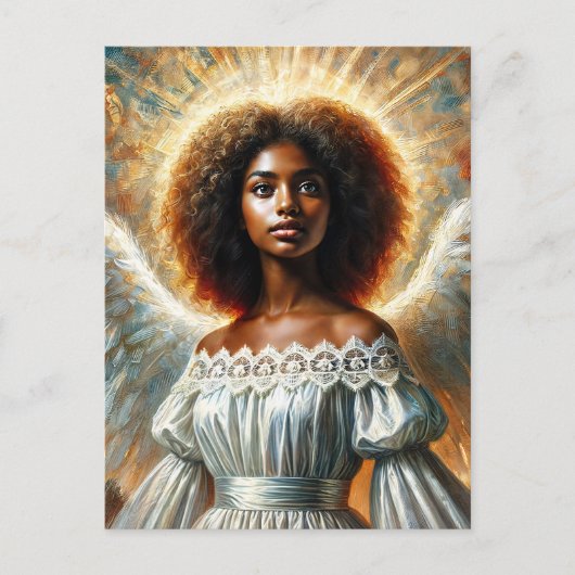 Afro-Amerikaanse engel met halo Briefkaart (Voorkant)