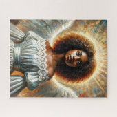 Afro-Amerikaanse engel met halo Legpuzzel (Horizontaal)