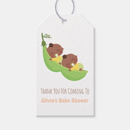 Afro-Amerikaanse Erwtenschil Tweeling Bedankkaartj Cadeaulabel (Voorkant)