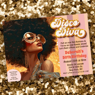 Afro-Amerikaanse Ethnische Disco 70er Uitnodiging