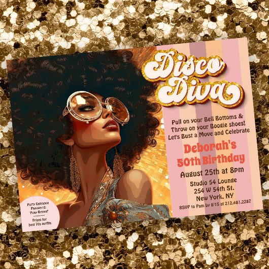 Afro-Amerikaanse Ethnische Disco 70er Uitnodiging