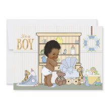 Afro-Amerikaanse etnische Baby Boy Shower Uitnodig
